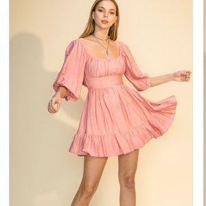 hyfve ballon sleeve red flowy mini dress Large